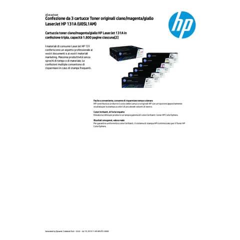 Toner 131A HP ciano+magenta+giallo  Conf. 3 - U0SL1AM